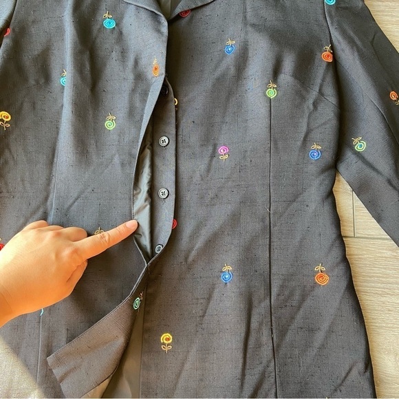 Vintage Peter Martin Pure Silk Floral Embroidered Blazer - Picture 9 of 16